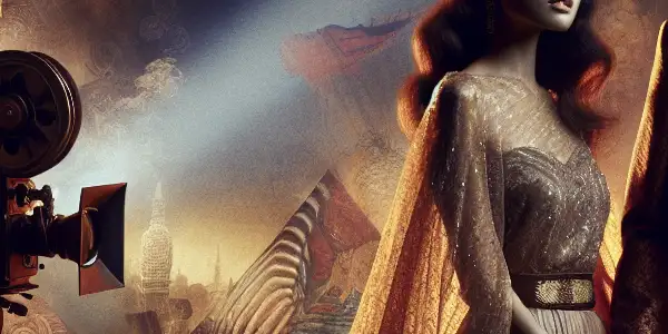 A mysterious couple in a vintage film set, embodying the allure of classic German erotic cinema.